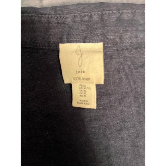 Joie 100% Linen Women’s Shirt Navy Blue Long Sleeve Size XL (Fits Like L) - Picture 4 of 7